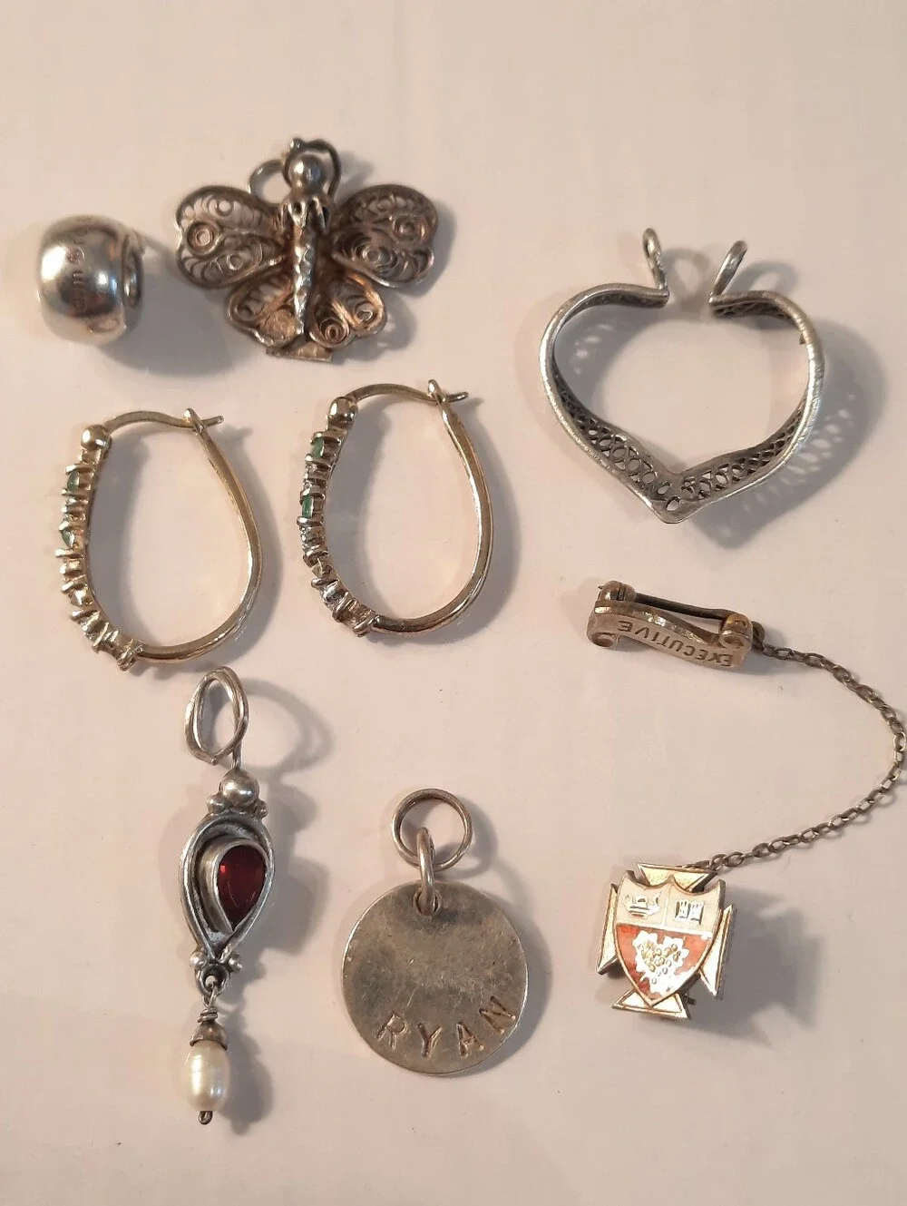 Sterling Silver Mixed Charm and Hoop Earring Set - Silver - Picture 1 of 13
